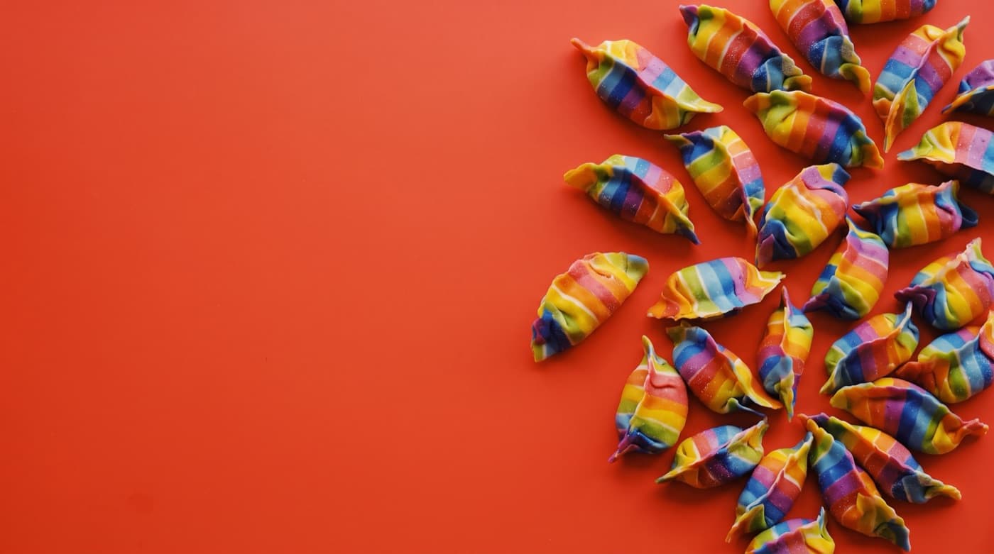 Rainbow-dough dumplings